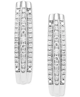 Diamond Triple Row Oval Hoop Earrings (1/2 ct. t.w.) in 10k White Gold