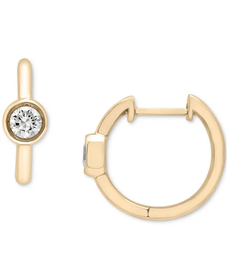 Diamond Bezel Polished Hoop Earrings (1/3 ct. tw) in 10k Gold, Created for Macy's