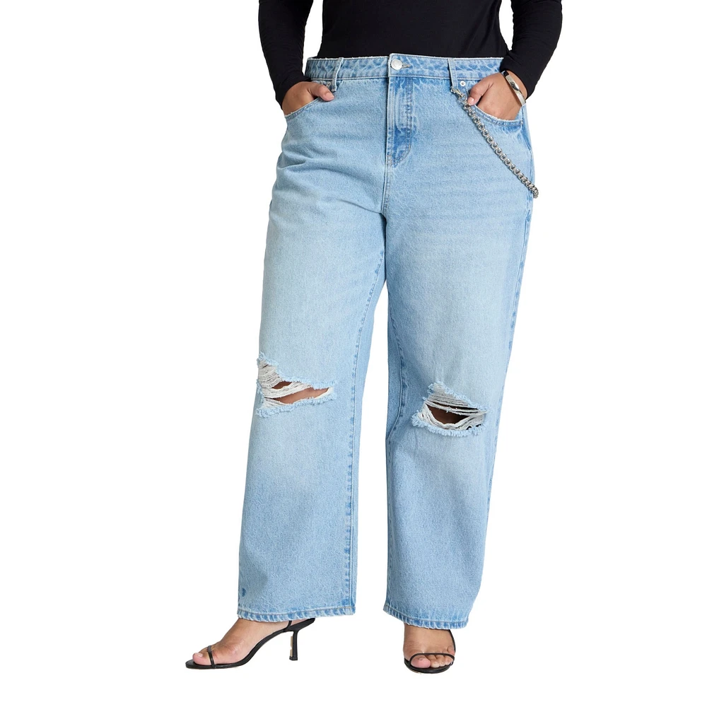 Eloquii Women's The Loose Jean With Chain