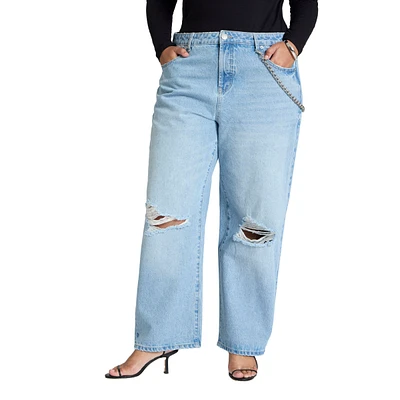 Eloquii Women's Plus The Loose Jean With Chain