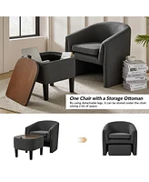 Hulala Home Silvan Modern Armchair with Storable Ottoman