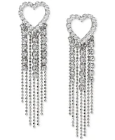 Ajoa by Nadri Rhodium-Plated Cubic Zirconia Heart Fringe Drop Earrings