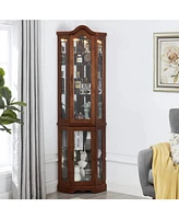 Slickblue Corner Curio Cabinet with Tempered Glass Shelves