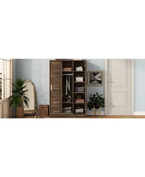 Slickblue 3-Door Shutter Wardrobe with Shelves – Stylish Storage Solution Ample Space for Clothes and Accessories