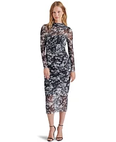 Steve Madden Women's Maureen Printed Ruched Midi Dress