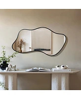 LuxenHome Black Frame Assymetrical Accent and Vanity Wall Mirror