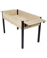 Raised Garden Bed, Metal Leg Wood Planter Boxes with Folding Storage Shelf, Elevated Planter Box for Growing Fresh Herbs, Vegetables, Flowers Great fo