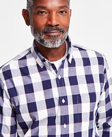 Club Room Men's Tangent Plaid Woven Long-Sleeve Button-Down Shirt, Exclusively at Macy's