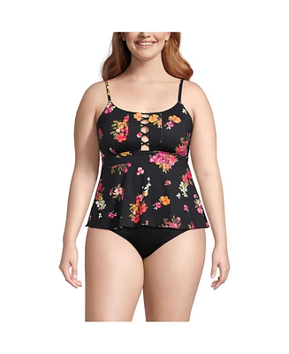 Lands' End Plus Lace-up Flutter Tankini Swimsuit Top