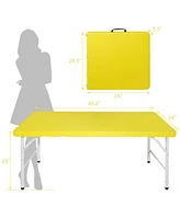 Slickblue 4ft Yellow Portable Folding Table for Indoor and Outdoor Use, Lightweight and Space-Saving