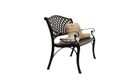 Slickblue Outdoor Cast Aluminum Bench with Mesh Backrest and Seat Surface for Comfortable Seating