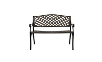 Slickblue Outdoor Cast Aluminum Bench with Mesh Backrest and Seat Surface for Comfortable Seating