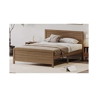 Slickblue Wood Platform Bed Frame with Headboard, Mattress Foundation with Wood Slat Support