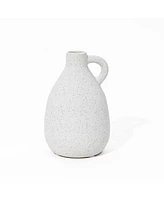 LuxenHome White Ceramic Pitcher Round Vase