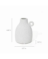 LuxenHome White Ceramic Jug Round Vase