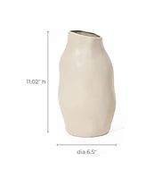 LuxenHome Ivory White Ceramic Modern Tall Vase