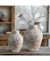 LuxenHome Marble White -Inch Tall Stoneware Table Vase