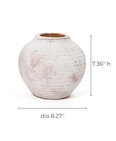 LuxenHome Marble Brown and White 7.5-Inch Tall Terracotta Vase