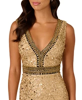 Adrianna Papell Women's Embellished Metallic Gown