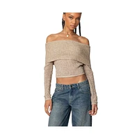 Edikted Women's Lili Fold Over Knit Top