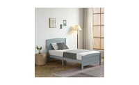 Slickblue Twin Pine Single-Layer Core Vertical Stripe Full-Board Curved Bed Head With The Same Bed Foot Wooden Bed Grey