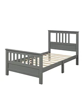 Slickblue Twin Wood Platform Bed with Headboard and Footboard – Sturdy and Elegant Design for a Comfortable and Stylish Bedroom Setup