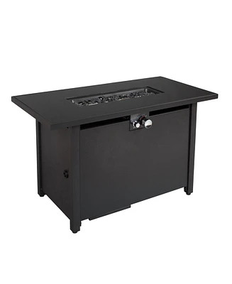 Mondawe 25'' H x 42'' W Steel Outdoor Fire Pit Table with Lid (Black)