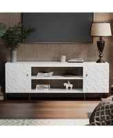 Boyel Living Versatile Tv Stand with Elegant Honeycomb Design and Ample Storage