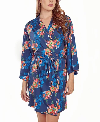 iCollection Women's Floral Microfiber Robe