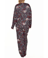 iCollection Plus Ultra Soft Floral Print Top and Pant Pajama Set