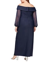 Alex Evenings Plus Size Off-The-Shoulder Ruffle Gown