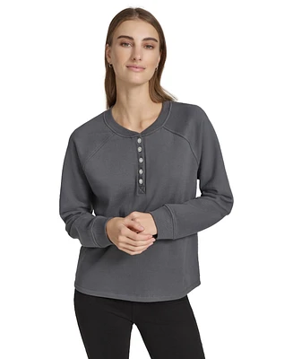 Andrew Marc Sport Women's Embellished Fleece Crewneck Sweatshirt