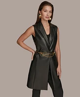 Donna Karan New York Women's Faux-Leather Belted Vest