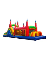 JumpOrange Commercial Grade 40' Rainbow Mega Inflatable Obstacle Course, 2-Pack (Red/Yellow/Blue)