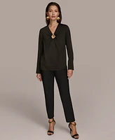 Donna Karan New York Women's Hardware Detail Long-Sleeve Blouse