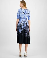 Kasper Women's Ombre Floral Fit & Flare Dress, Regular Petite Sizes