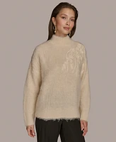 Donna Karan New York Women's Sequin-Applique Mock Neck Sweater