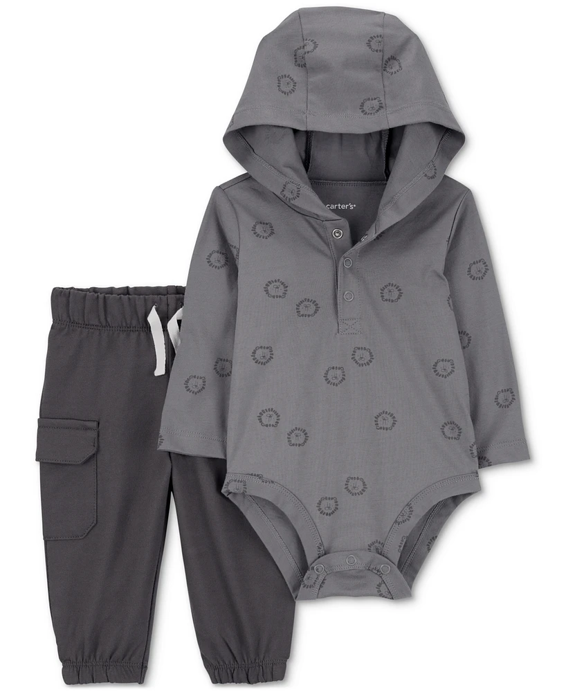 Carter's Baby Boys Cotton Hooded Safari Bodysuit & Cargo Pants, 2 Piece Set