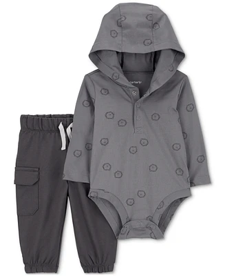 Carter's Baby Boys Cotton Hooded Safari Bodysuit & Cargo Pants, 2 Piece Set