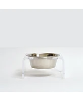 Hiddin Clear Single Dog Bowl Feeder with Silver Bowl