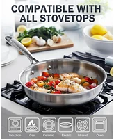 Inch Multi-Ply Clad Stainless Steel Wok Stir Fry Pan with Lid