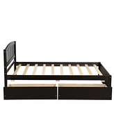 Slickblue Twin Wood Platform Bed with Storage Drawers and Headboard