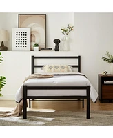 Slickblue Twin Bed Frame with Headboard & Footboard Platform Design with Storage Space