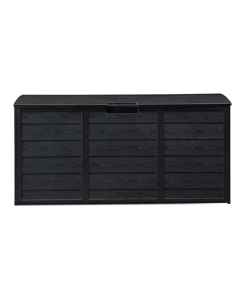 Slickblue Black Outdoor Garden Plastic Storage Deck Box - Lockable Chest for Tools, Cushions, and Toys