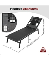 Inolait Patio Sunbathing Lounge Chair 5-Position Adjustable Tanning Chair