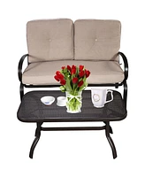 Sugift 2 Pieces Patio Outdoor Cushioned Coffee Table Seat
