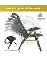 Sugift 4 Pieces Patio Adjustable Back Folding Dining Chair Ottoman Set