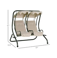 Slickblue Beige Swing Chair – Comfortable Hanging Chair for Indoor and Outdoor Relaxation, Stylish Lounge Seat