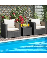 Sugift 3 Pieces Patio Wicker Conversation Set with Cushion