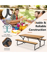 Skonyon 6 Feet Outdoor Picnic Table Bench Set for 6-8 People